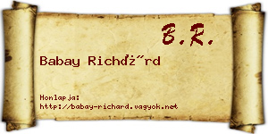 Babay Richárd névjegykártya